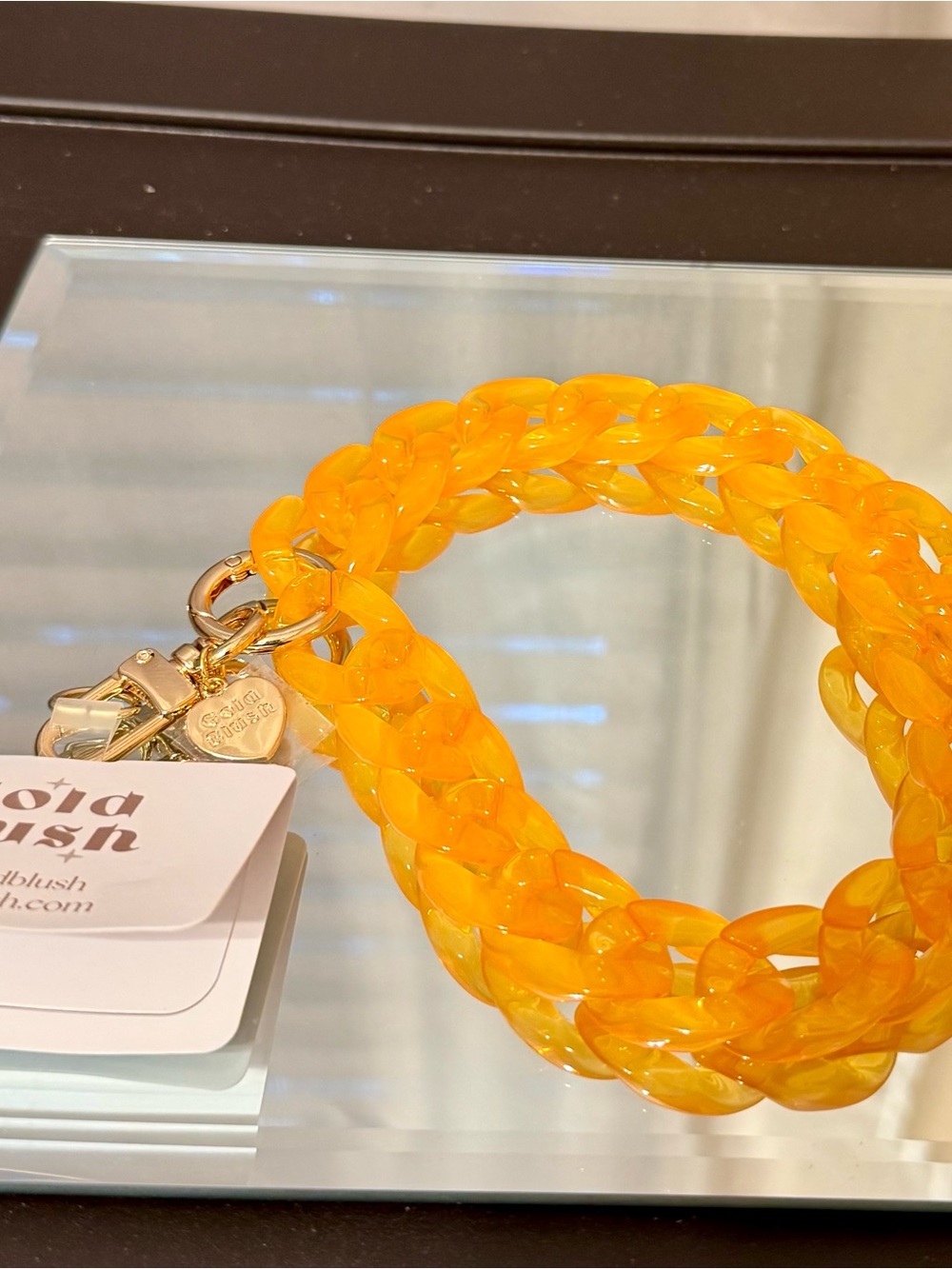 New Gold Blush Orange Phone Chain  with Gold Hardware